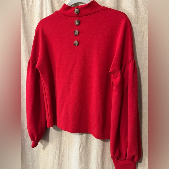 🤍 red balloon sleeve button back jumper small - Picture 2 of 5